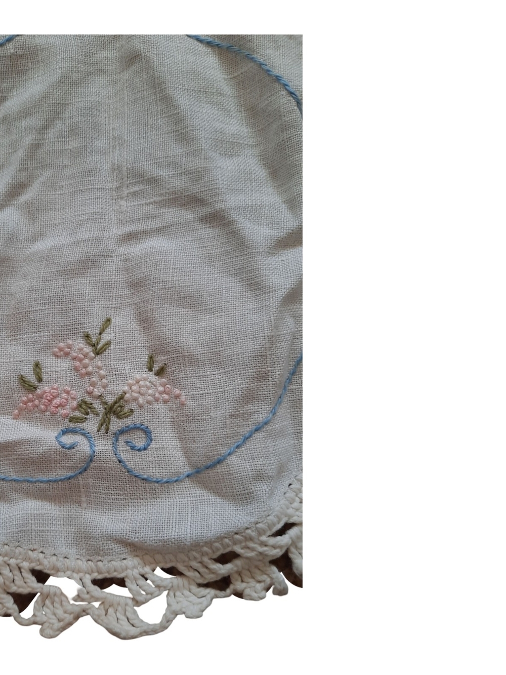 Embroidered White Lace-Edge Table Runner Set - Picture 5 of 5